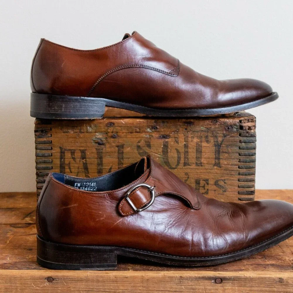 Suitsupply Monk Strap Brown Leather Shoes Suit Supply Size 8.5 - Picture 2 of 10